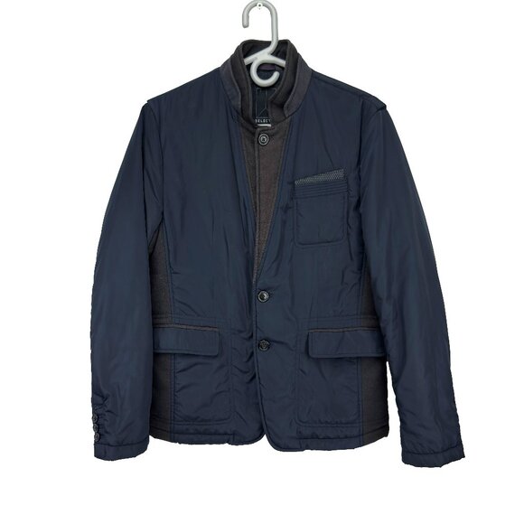 Selected “Happer” Padded Navy/Charcoal Blazer Jacket S - Picture 1 of 10